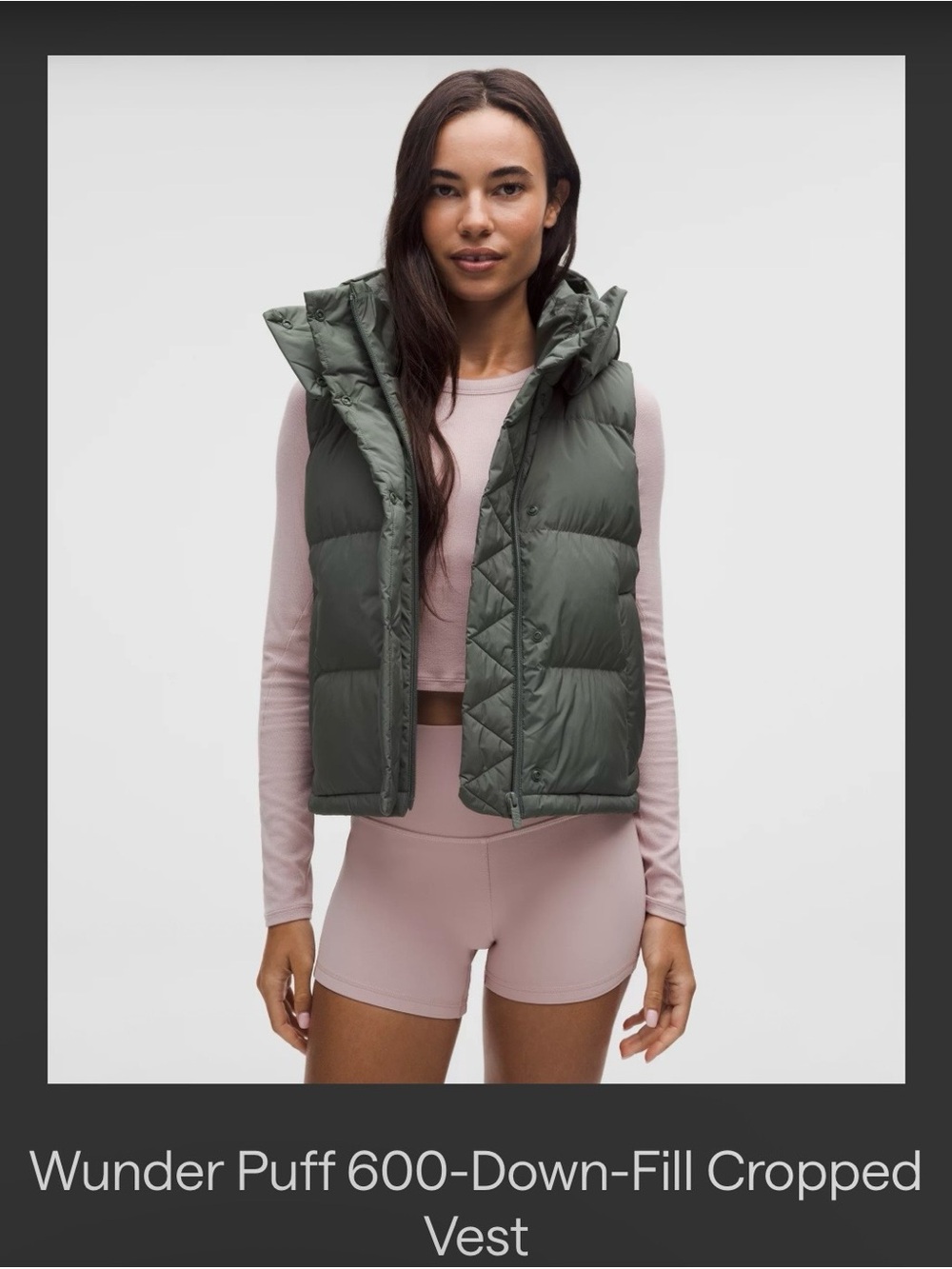 lululemon athletica Wunder Puff Cropped Vest — Olive